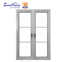Ventana Abatible de Aluminio con Rotura de Puente Térmico, Vidrio Aislante de Doble Acristalamiento con Barras Decorativas, Diseño de Eficiencia Energética