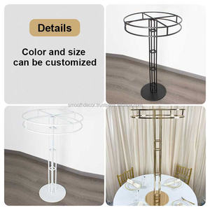 โต๊ะวางดอกไม้ทรงกลมสีขาวดำเรียบโต๊ะวางกลางดอกไม้สำหรับตกแต่งงานแต่งงาน - Product Image 3