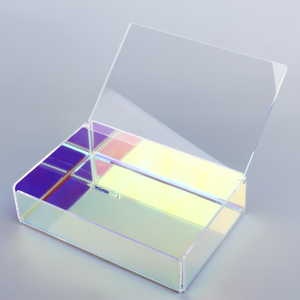 <strong>Clear</strong> Acrylic Rectangle Iridescent <strong>Jewelry</strong> Storage <strong>Box</strong> With Lid - Product Image 5