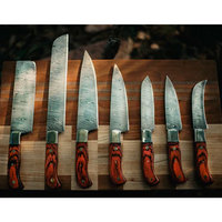 Ensemble de couteaux de chef en acier Damas de haute qualité, fabriqués à la main, vente directe d'usine, ensemble de couteaux de chef en acier Damas très vendu