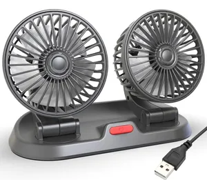 5/12/24V Luchtcirculatieventilator Dubbele Kop Mini Elektrische Auto Ventilator 360 Draaibaar 2 Speed Usb Voor Auto Truck Suv Tafel