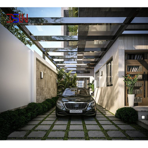 Abri de voiture moderne en aluminium à profil mince, sans poteau avant, conception à accès ouvert pour zone de stationnement de villa de luxe - Product Image 1