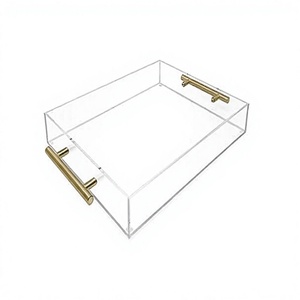 Plateau de service rectangulaire en acrylique de qualité supérieure avec poignées métalliques pour la restauration en Inde - Product Image 1