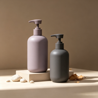 Bouteille vide en HDPE de 100/300/500 ml pour gel douche, shampoing, bouteille ronde en plastique, bouteille au toucher doux avec pompe à pression