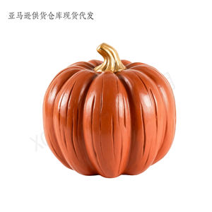 Figurine artisanale en résine personnalisée en forme <span class=keywords><strong>de</strong></span> citrouille, couleur pêche corail, avec tige <span class=keywords><strong>de</strong></span> vigne dorée, pour décoration <span class=keywords><strong>de</strong></span> <span class=keywords><strong>centre</strong></span> <span class=keywords><strong>de</strong></span> <span class=keywords><strong>table</strong></span> d'Halloween et d'automne - Product Image 4