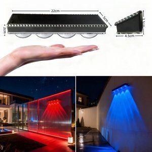 Lampe murale solaire extérieure étanche à LED, éclairage de jardin, trois couleurs, gradation, éclairage de sécurité pour clôture et aménagement paysager - Product Image 4