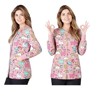 Printed Stretch Long Sleeve Cardigan Unisex Hospital Uniform Moisture Wicking Knitted Jacket S XXL - Product Image 4