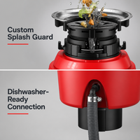 Elektrische RVS compacte, eenvoudig te installeren afvalvermaler 3/4PK 550W, onderaanrechtbank, continue invoer voor thuisgebruik