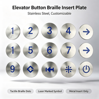 Plaque d'insertion de bouton d'ascenseur en braille en acier inoxydable avec numéros et symboles personnalisés pour panneaux métalliques accessibles (taille personnalisée)