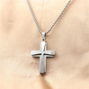 Stainless Steel <b>Cross</b> Pendant Men's Necklace Geometric Design Gift Jewelry 12065 - Product Image 1
