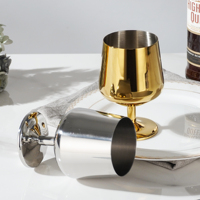 Verre à vin à tige courte avec logo personnalisé 360ml/12oz verre à vin rouge gobelet de luxe verre à vin en acier inoxydable or pour fête de mariage