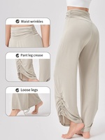 Leggings de yoga taille haute pour femmes avec taille élastique, imprimés, doux, respirants, plissés, à jambes larges pour l'exercice et la danse