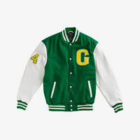 Veste bomber universitaire en chenille brodée personnalisée pour homme, style vintage streetwear, manches en cuir vierges, veste universitaire
