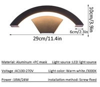 Lampe murale extérieure LED haute luminosité 12W 18W 3000K CRI 90 en alliage d'aluminium anti-rouille, étanche IP65 et résistante aux intempéries