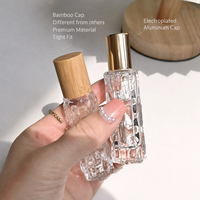 Flacons à bille de 10 ml avec couvercle en bambou ou bouchon électroplaqué or, flacons d'huile essentielle avec bille en acier, rechargeables pour parfum
