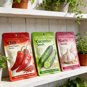 Sac en plastique refermable en mylar pour l'emballage des fruits, légumes et semences, imprimé sur mesure, dégradable, réutilisable, étanche à l'humidité - Product Image 1