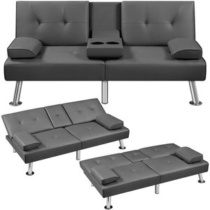 Salon Fantaisie Faux Cuir Futon Canapé-lit Convertible Canapé-lit avec Pieds en Métal Chromé - Product Image 6