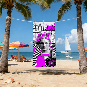 Toalla de Playa Grande con Líneas Artísticas Futuristas, Suave y Cómoda, Ligera y Fácil de Transportar, Personalizable - Product Image 3