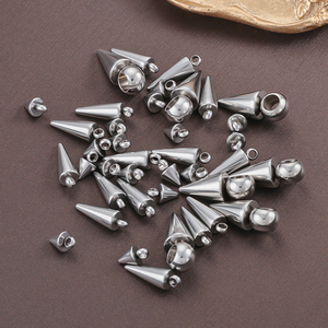 Ciondolo a punta conica in acciaio inossidabile all'ingrosso, charm punk in metallo, componenti anti-ossidazione per la creazione di collane e bracciali fai da te - Product Image 3