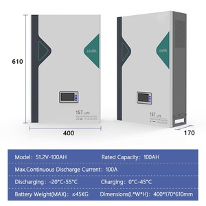 DIPOWER 51.2V 100Ah/200Ah Wall <b>Mounted</b> <b>Battery</b> Pack 5.12kWh/10.24kWh Home Solar Energy Storage <b>Battery</b> with LCD Display - Product Image 2
