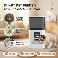 Meilleure vente Distributeur automatique de nourriture sèche pour chat, écologique, programmable, 6L, rechargeable, en plastique, avec écran LCD et système anti-colmatage, forme carrée