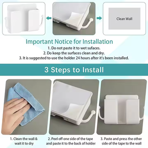 Portable Wall-Mounted Mobile <b>Phone</b> Holder Self-Adhesive Charger Stand Remote <b>Control</b> Storage Box <b>for</b> Bathroom Bed Waterproof - Product Image 5