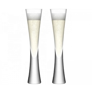2Pcs Handcraft Clear &amp; <strong>Pink</strong> Colored Tulip <strong>Champagne</strong> Glasses Glitter <strong>Flutes</strong> For Bar Party Gift Wedding - Product Image 2