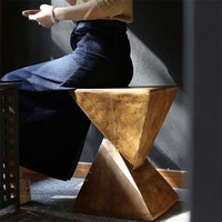 Table basse carrée en bois de style nordique, finition vieillie, pour salon moderne