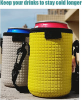 Porte-bouteille isotherme en néoprène personnalisé avec logo, 12 oz, avec sangle de cou, housse de protection pour bouteille de bière, lanière, coozie pour canette