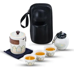 2024 cao cấp tùy chỉnh Kinh doanh Quà tặng du lịch ngoài trời Bộ trà với di động Bao gồm bát Kung Fu chậu trà và bộ cốc