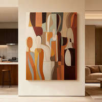 HOTEN Peinture à l'huile sur toile abstraite moderne 100% peinte à la main, haute qualité, style rétro, pour mariage et Ramadan, décoration murale avec cadre doré