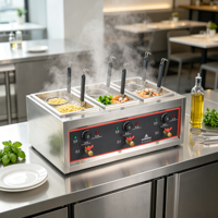 Cuiseur à nouilles électrique multifonctionnel en acier inoxydable à 6 trous, 6 kW, 220-240 V, machine de restauration commerciale