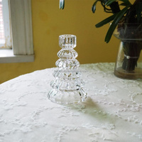 Vente en gros de porte-bougies en verre personnalisés pour arbre de Noël, porte-bougies transparents pour bougies coniques, pour la décoration de la maison, des mariages et des événements