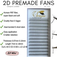 Cils en Soie PBT Faits Main 2D 3D 4D 5D 6D 0.1mm Base Fine Courte Éventails Pré-faits Courbure C D Cils Méga Volume Vente en Gros