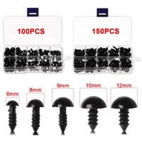 100 pièces poupée plastique yeux de sécurité avec boîte de rangement accessoires DIY Animal marionnette poupées oeil noir artisanat boule oculaire avec rondelles