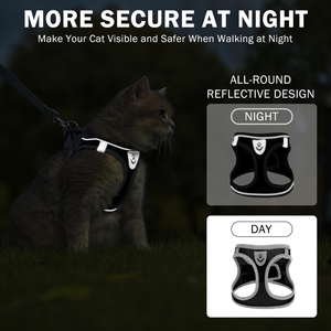 Arnés universal transfronterizo para gatos y perros con correa para el pecho, malla de doble capa, reflectante, cierre de hebilla extensible, estampado de huellas, poliéster - Product Image 4