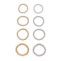 Anneaux en corde élastique de bijouterie fantaisie en gros, non décolorants, plaqués or 18 carats, en acier inoxydable, avec perles pour femmes et hommes