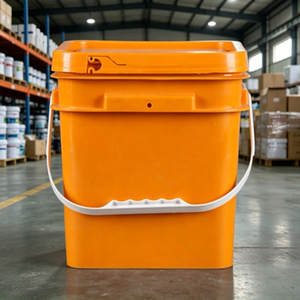 Square Plastic Pail with <b>Lid</b> & Handle Heavy Duty PP Square Bucket <b>for</b> <b>Paint</b> Coating Chemical Storage - Product Image 2