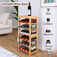 Porte-vin en bambou pour 24 bouteilles, 6 niveaux, autoportant, facile à assembler, étagère de présentation pour la maison, le bar ou la cuisine