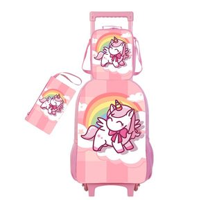 Juego de <span class=keywords><strong>Mochila</strong></span> Escolar <span class=keywords><strong>con</strong></span> <span class=keywords><strong>Ruedas</strong></span> de 3 Piezas, Impermeable, de Poliéster, <span class=keywords><strong>con</strong></span> Estampado de <span class=keywords><strong>Unicornio</strong></span> de Dibujos Animados para Niñas, <span class=keywords><strong>con</strong></span> Lonchera y Estuche para Lápices - Product Image 3