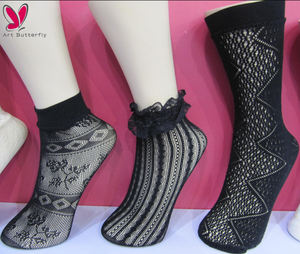 بيع من المصنع مباشرة شعار مخصص مرن أسود الكاحل شبكة صيد السمك Kneehi جوارب قصيرة للنساء - Product Image 5