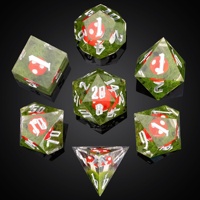 Pour Udixi Donjons et Dragons personnalisables Ensemble de dés polyédriques à tranchants 7 pièces en résine de champignon rouge pour jeux RPG