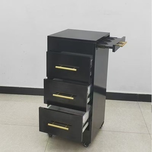Luxury Metal Foldable <b>4</b>-<b>Wheel</b> Salon Tool Cart Storage Cabinet Modern Commercial Stand for Hair Salons Barber Shops - Product Image 4