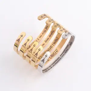 Bracelets avec imprimés de lettres personnalisés pour femmes, en acier inoxydable gravé, personnalisés, à manchette ouverte