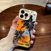 Nouvelle coque de téléphone souple en TPU avec logo et images personnalisées, motif palmiers au coucher du soleil, prix de gros pour iPhone 17 16 15 14 13 12 ProMax Plus
