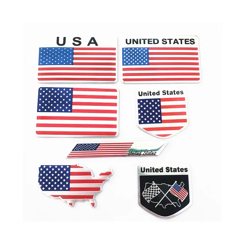Car Styling 3D Metal Auto USA Body Sticker 3D American Flag Badge Emblem Decal Decoration labeling Trim car Exterior Accessories