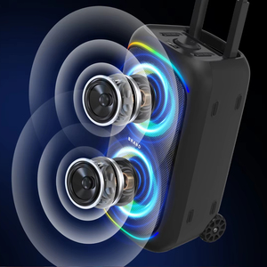 Loa tiệc ngoài trời RGB năm mới 2024 công suất 10W chống nước IPX5 tay cầm thu gọn xoay 360 độ °   Thiết kế bánh xe bass cho loa boombox - Product Image 2