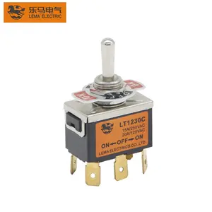 Lema LT1230C ON-OFF-ON 3 Position DPDT Heavy Duty Toggle Switch