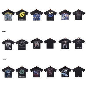 Nuova T-shirt Vintage con Stampa Teschio Retrò in Puro Cotone a Maniche Corte Casual Larga Traspirante Estiva Tendenza Godspeed per Celebrità del Web - Product Image 2