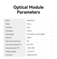 GIANTECH – Fournisseur d'usine – Fibre optique monomode 1x9 à récepteur unique TTL (UART) DC 2M 3.3V 1310nm 20KM SC stable pour centre de données
